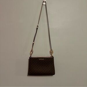 brown and pink michael kors crossbody purse